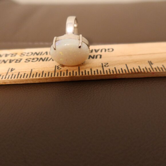 GIANT Opal and 925 sterling silver statement ring white with blue sparkles 6.25 - Picture 10 of 14